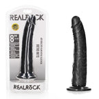 REALROCK Realistic Slim Dildo with Suction Cup - 20.5cm - Black 20.5 cm (8'') Dong - Hush Store Sydney 