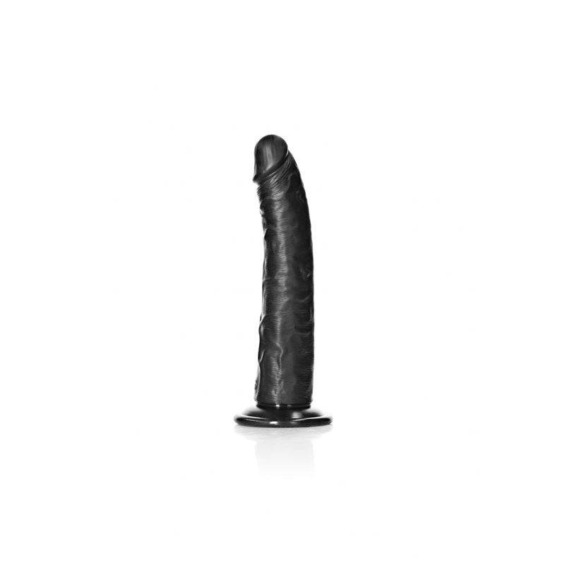 REALROCK Realistic Slim Dildo with Suction Cup - 20.5cm - Black 20.5 cm (8'') Dong - Hush Store Sydney 