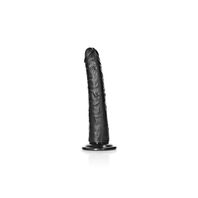 REALROCK Realistic Slim Dildo with Suction Cup - 20.5cm - Black 20.5 cm (8'') Dong - Hush Store Sydney 