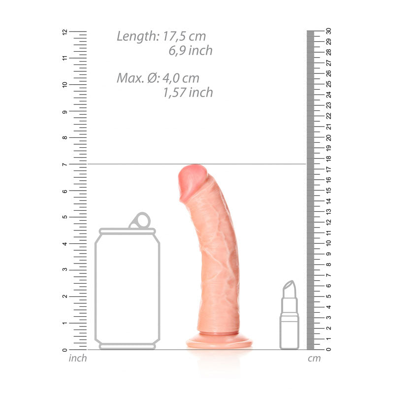 REALROCK Realistic Regular Curved Dildo with Suction Cup - 15.5 cm - Flesh 15.5 cm (6'') Dong - Hush Store Sydney 