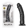 REALROCK Realistic Regular Curved Dildo with Suction Cup - 18 cm - Black 18 cm (7'') Dong - Hush Store Sydney 