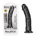 REALROCK Realistic Regular Curved Dildo with Suction Cup - 18 cm - Black 18 cm (7'') Dong - Hush Store Sydney 