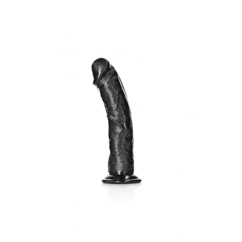 REALROCK Realistic Regular Curved Dildo with Suction Cup - 18 cm - Black 18 cm (7'') Dong - Hush Store Sydney 