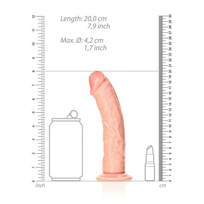 REALROCK Realistic Regular Curved Dildo with Suction Cup - 18 cm - Flesh 18 cm (7'') Dong - Hush Store Sydney 