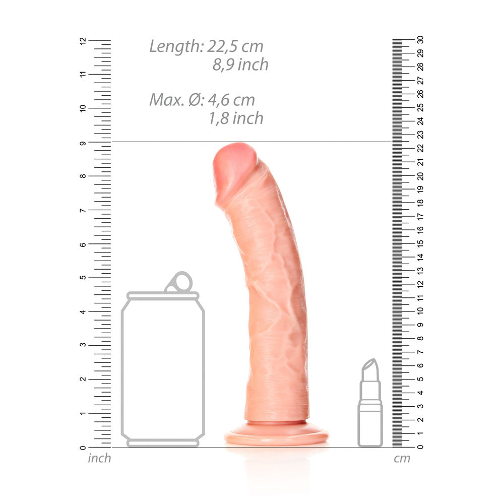 REALROCK Realistic Regular Curved Dildo with Suction Cup - 20 cm - Flesh 20 cm (8'') Dong - Hush Store Sydney 