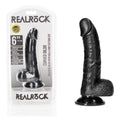REALROCK Realistic Regular Curved Dong with Balls - 15.5 cm - Black 15.5 cm (6'') Dong - Hush Store Sydney 