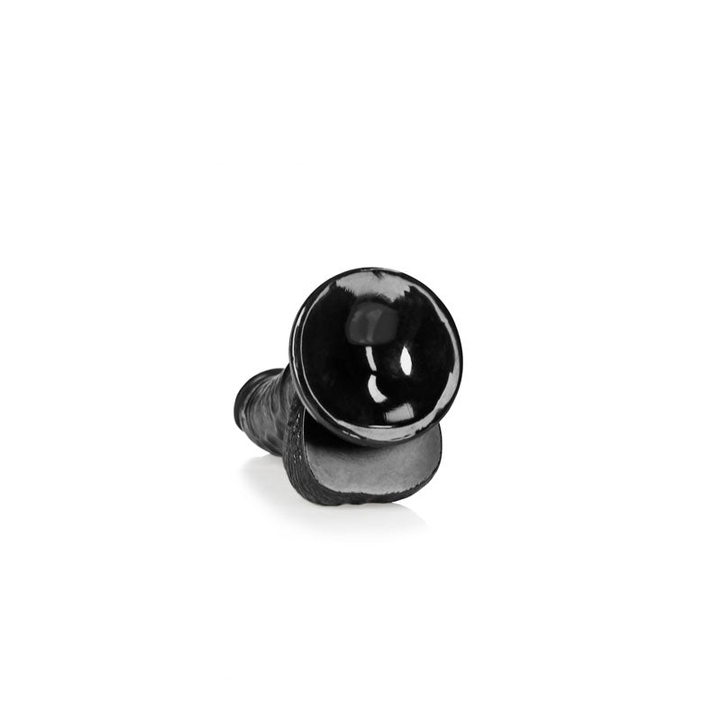 REALROCK Realistic Regular Curved Dong with Balls - 15.5 cm - Black 15.5 cm (6'') Dong - Hush Store Sydney 