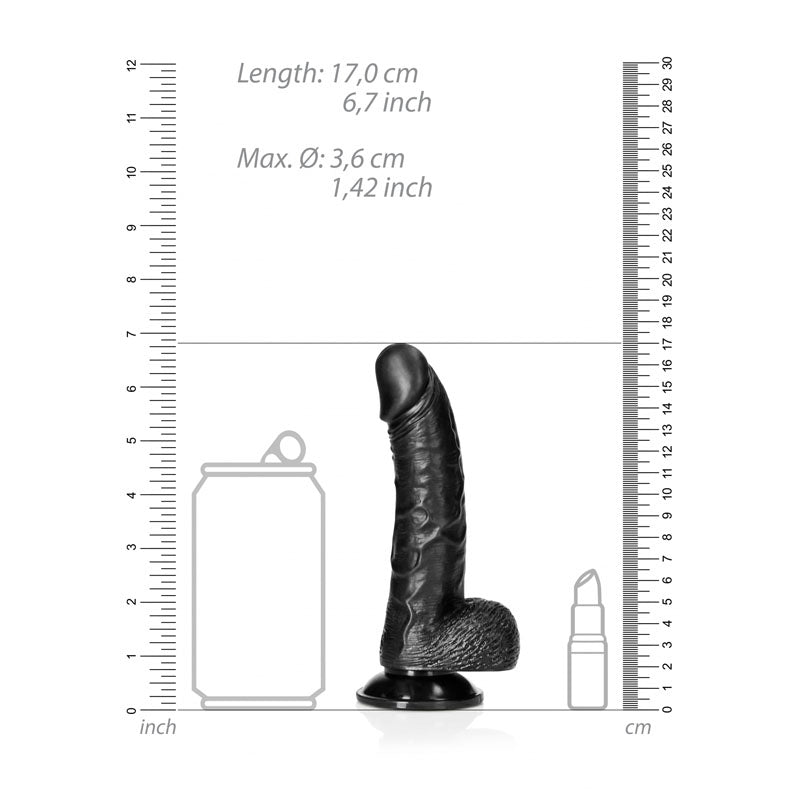 REALROCK Realistic Regular Curved Dong with Balls - 15.5 cm - Black 15.5 cm (6'') Dong - Hush Store Sydney 
