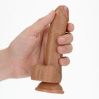 REALROCK Realistic Regular Curved Dong with Balls - 15.5 cm - Tan 15.5 cm (6'') Dong - Hush Store Sydney 