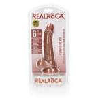 REALROCK Realistic Regular Curved Dong with Balls - 15.5 cm - Tan 15.5 cm (6'') Dong - Hush Store Sydney 