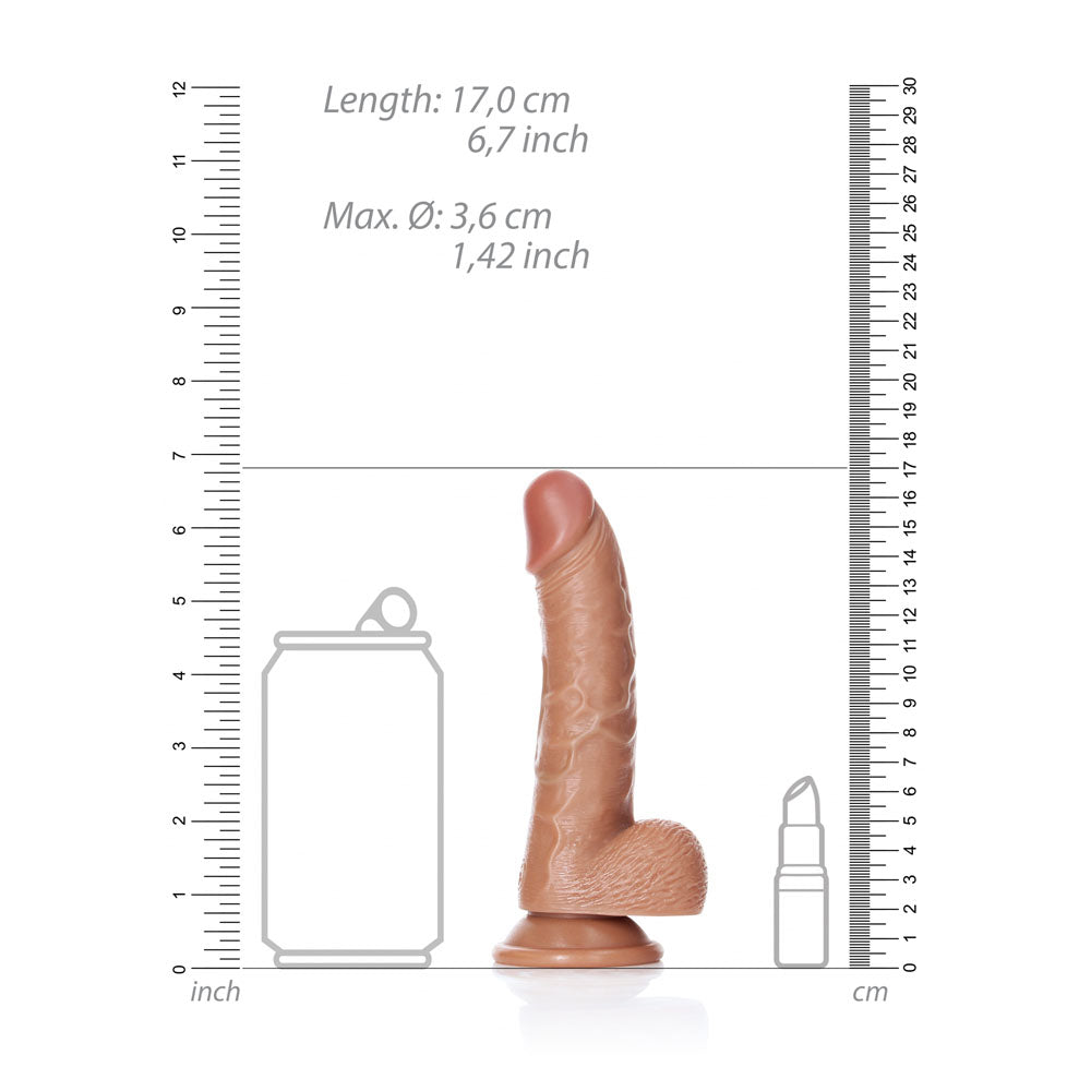 REALROCK Realistic Regular Curved Dong with Balls - 15.5 cm - Tan 15.5 cm (6'') Dong - Hush Store Sydney 