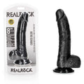 REALROCK Realistic Regular Curved Dong with Balls - 20.5 cm - Black 20.5 cm (8'') Dong - Hush Store Sydney 