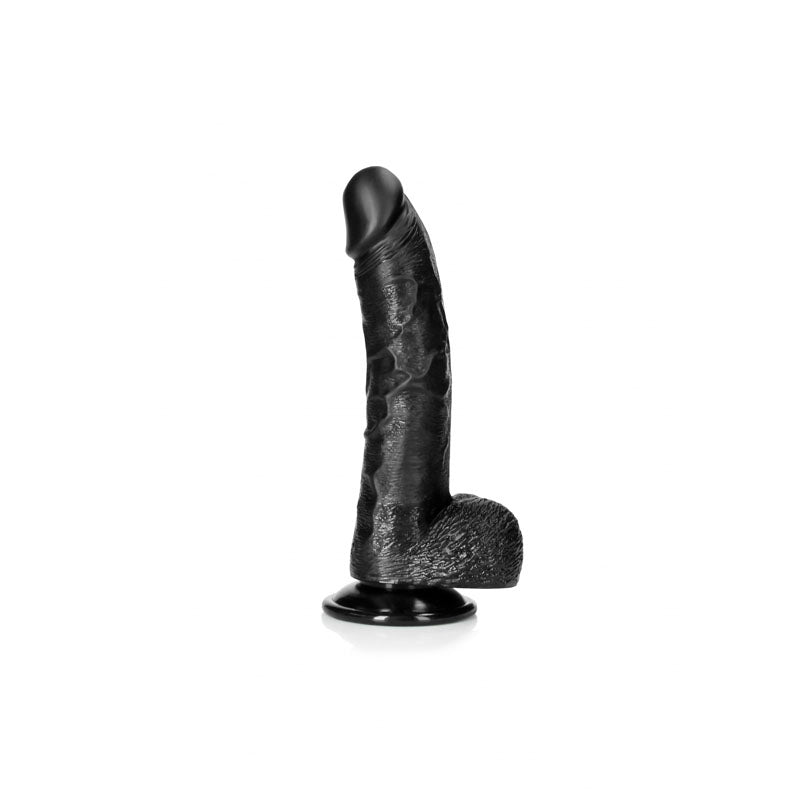 REALROCK Realistic Regular Curved Dong with Balls - 20.5 cm - Black 20.5 cm (8'') Dong - Hush Store Sydney 