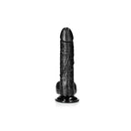 REALROCK Realistic Regular Curved Dong with Balls - 20.5 cm - Black 20.5 cm (8'') Dong - Hush Store Sydney 