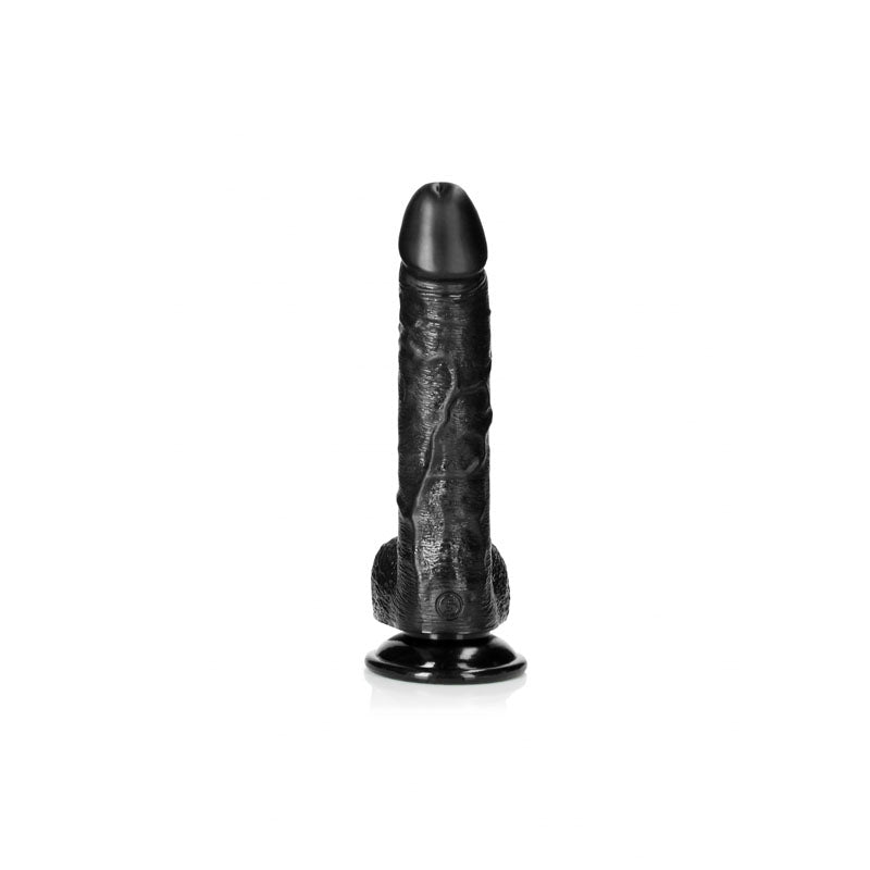 REALROCK Realistic Regular Curved Dong with Balls - 20.5 cm - Black 20.5 cm (8'') Dong - Hush Store Sydney 