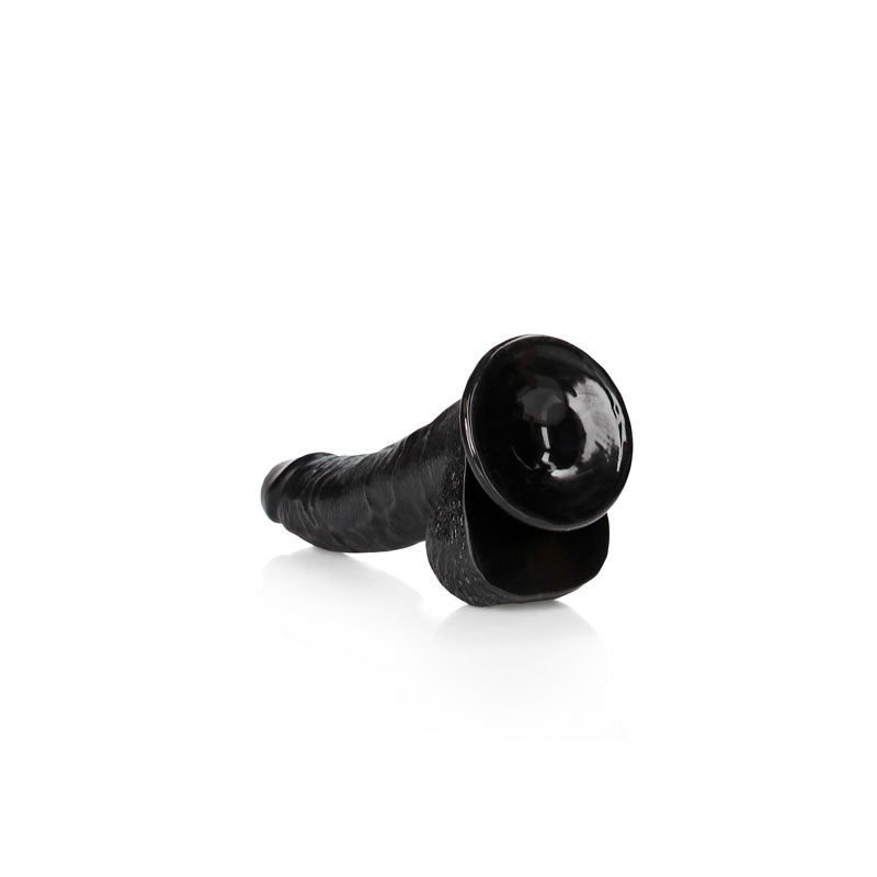 REALROCK Realistic Regular Curved Dong with Balls - 20.5 cm - Black 20.5 cm (8'') Dong - Hush Store Sydney 