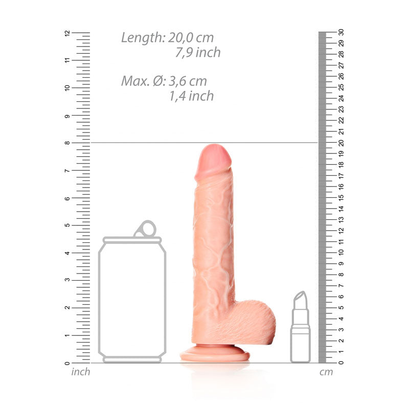 REALROCK Straight Realistic Dildo with Balls - 18 cm - Flesh 18 cm (7'') Dong - Hush Store Sydney 
