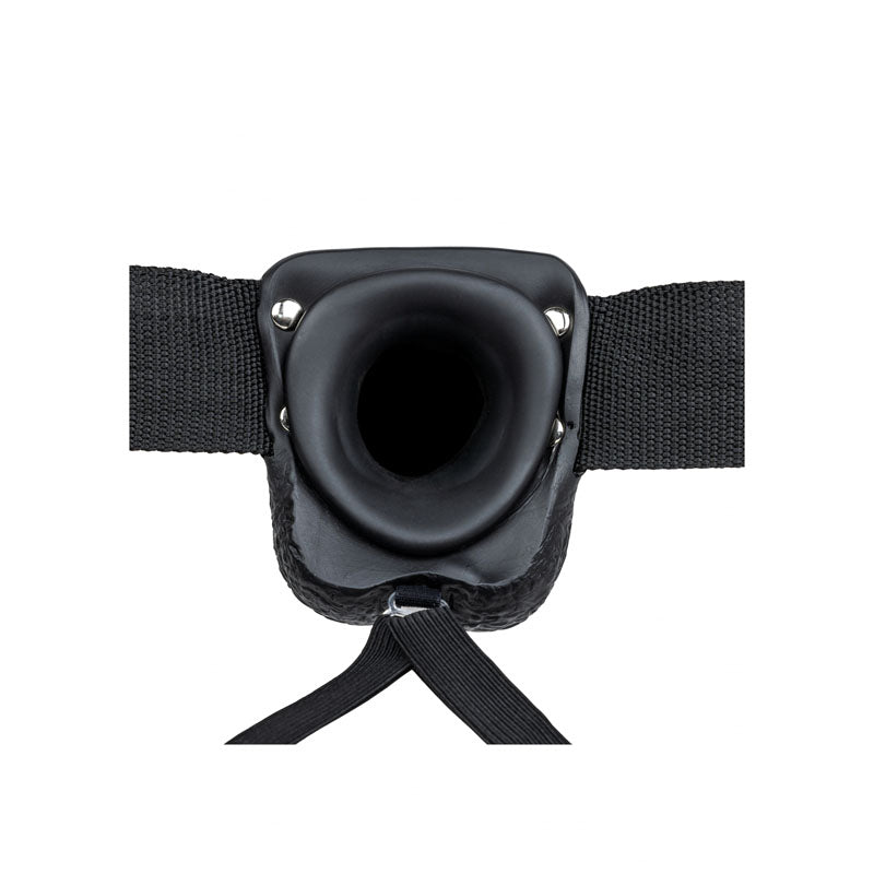 REALROCK Hollow Strapon with Balls - 23 cm Black - Black 23 cm Hollow Strap-On - Hush Store Sydney 