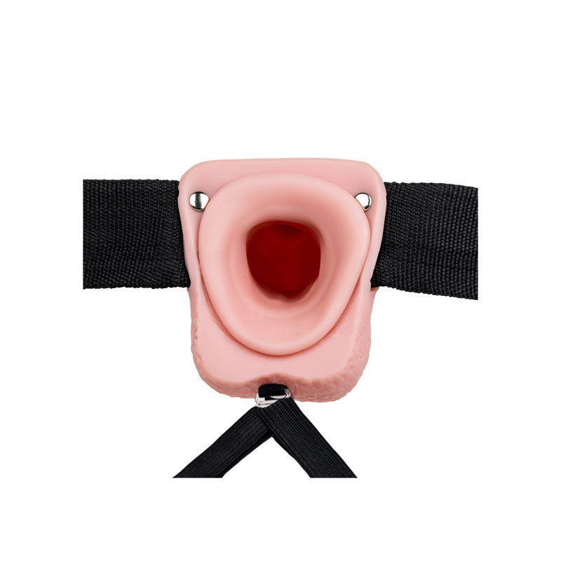 REALROCK Vibrating Hollow Strapon + Balls - 23cm Flesh - Flesh 23 cm Vibrating Hollow Strap-On - Hush Store Sydney 