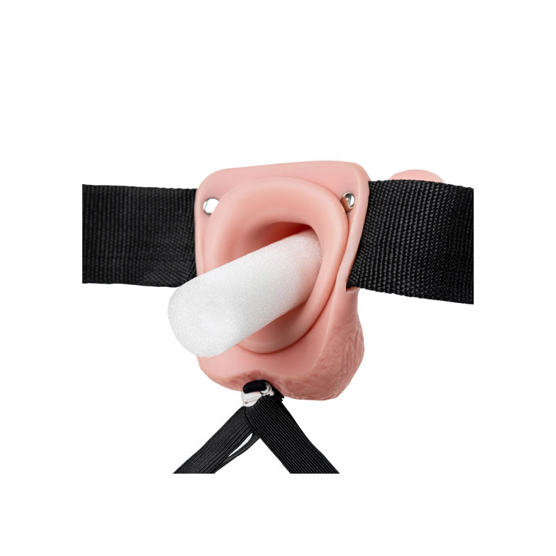 REALROCK Vibrating Hollow Strapon + Balls - 23cm Flesh - Flesh 23 cm Vibrating Hollow Strap-On - Hush Store Sydney 