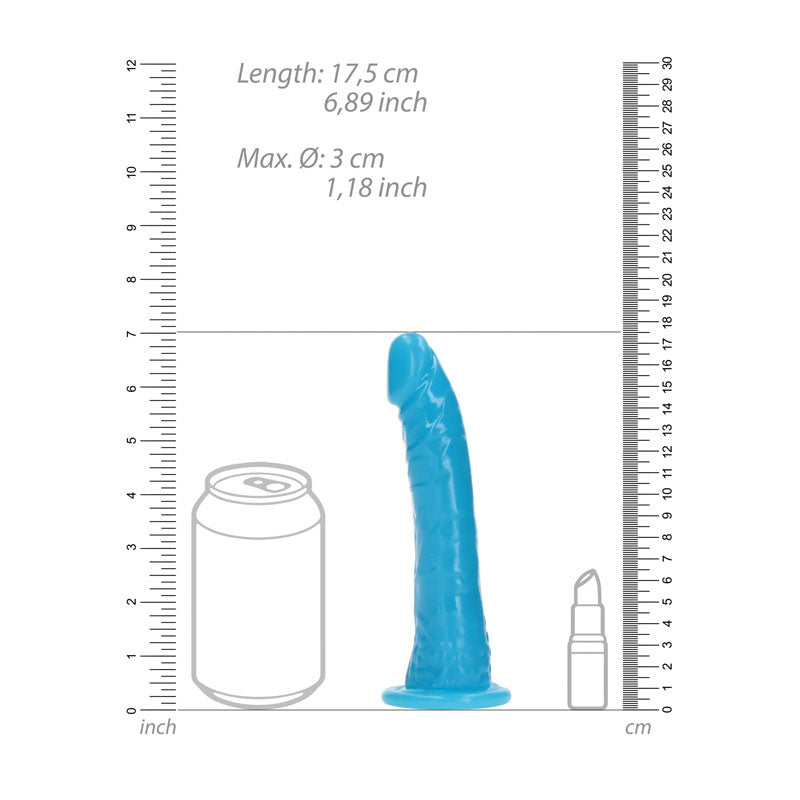 REALROCK 15.5 cm Slim Glow in the Dark Neon - Blue - Glow in Dark Blue 15.5 cm (6'') Dong - Hush Store Sydney 