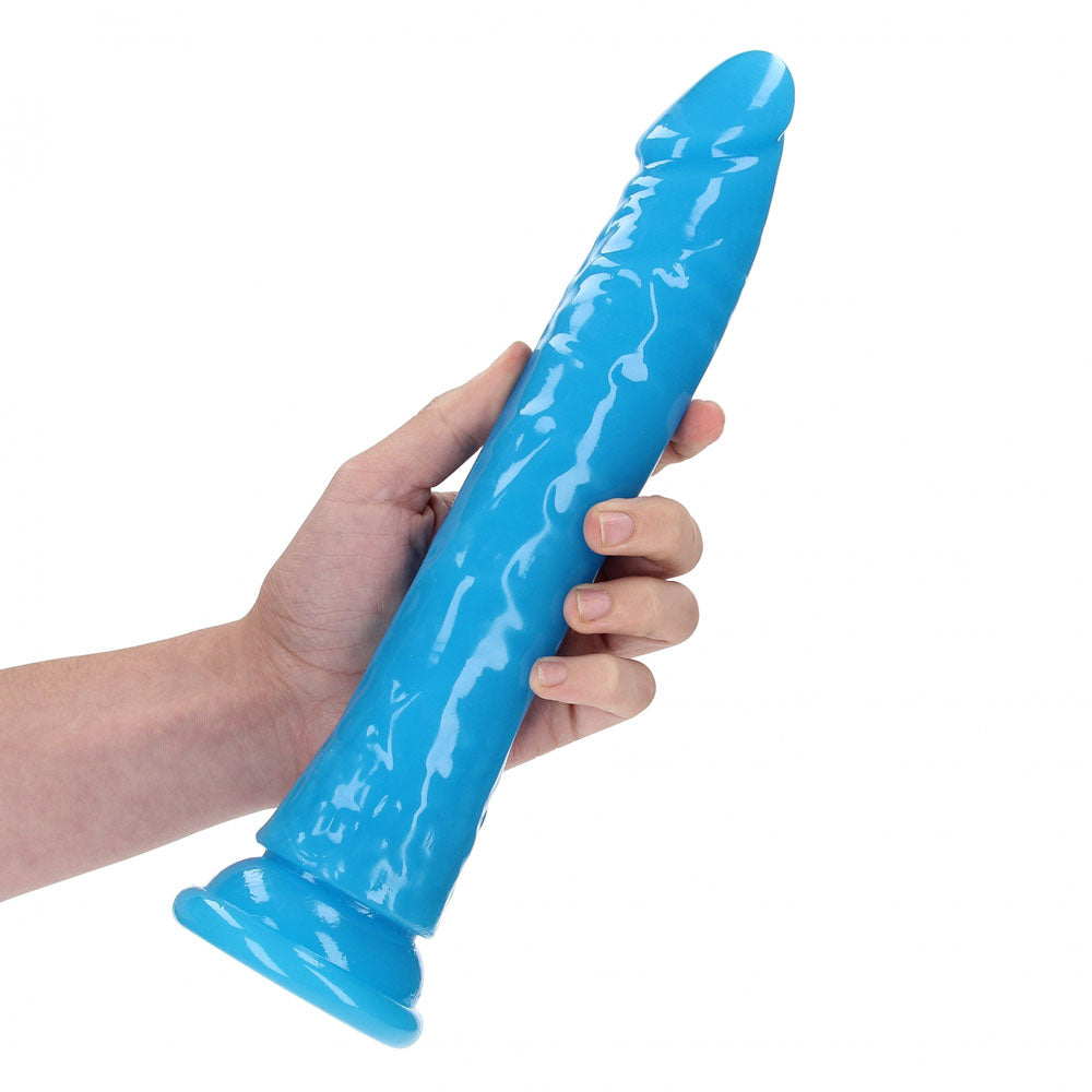 REALROCK 29 cm Slim Glow in the Dark Neon - Blue - Glow in Dark Blue 29 cm (11'') Dong - Hush Store Sydney 