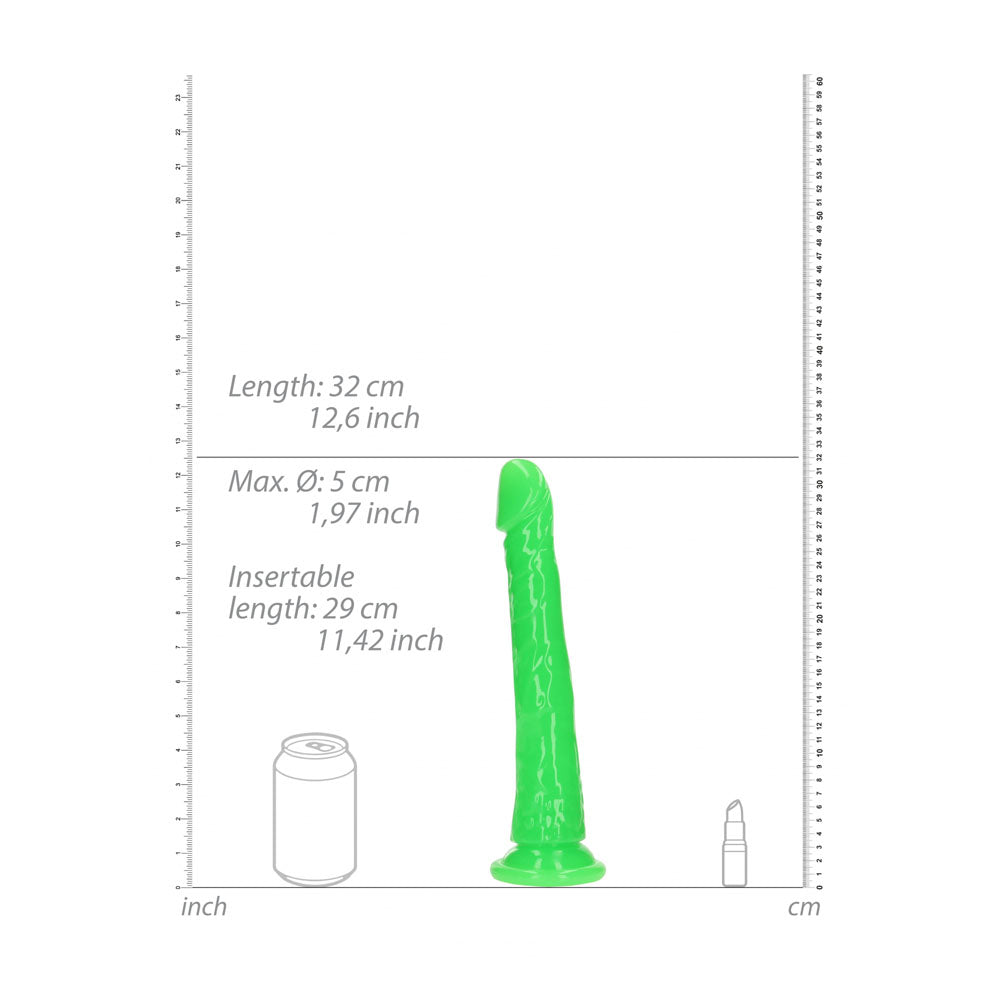 REALROCK 29 cm Slim Glow in the Dark Neon - Green - Glow in Dark Green 29 cm (11'') Dong - Hush Store Sydney 