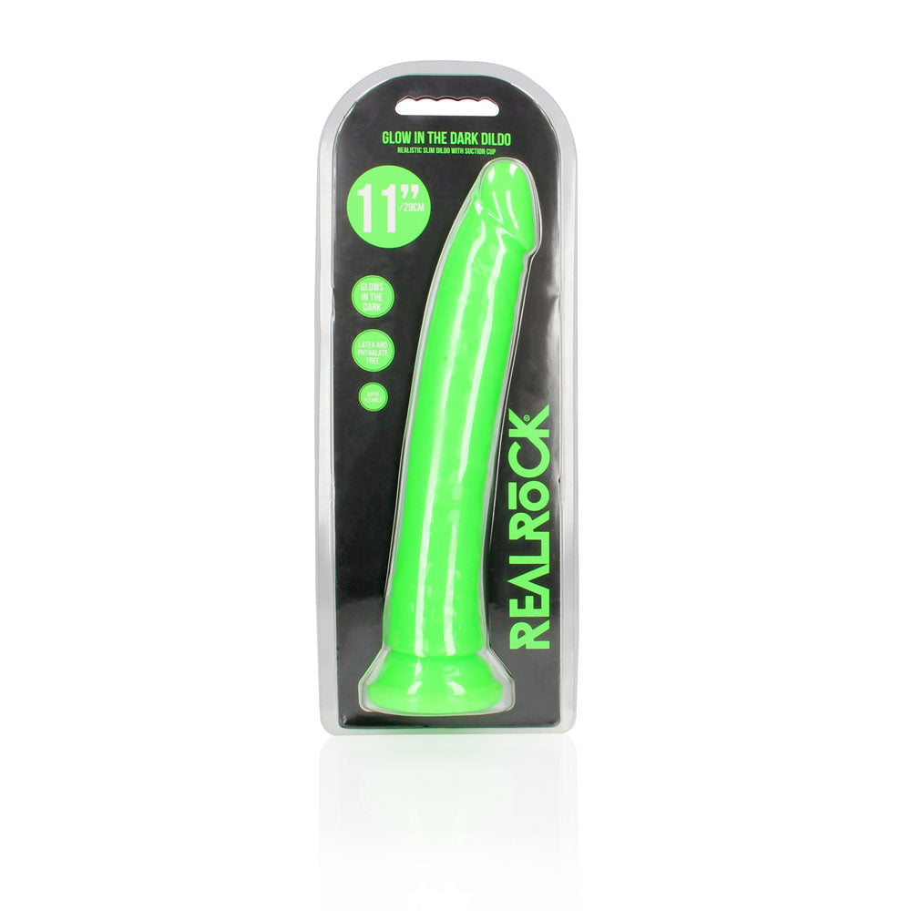 REALROCK 29 cm Slim Glow in the Dark Neon - Green - Glow in Dark Green 29 cm (11'') Dong - Hush Store Sydney 