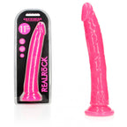 REALROCK 29 cm Slim Glow in the Dark Neon - Pink - Glow in Dark Pink 29 cm (11'') Dong - Hush Store Sydney 