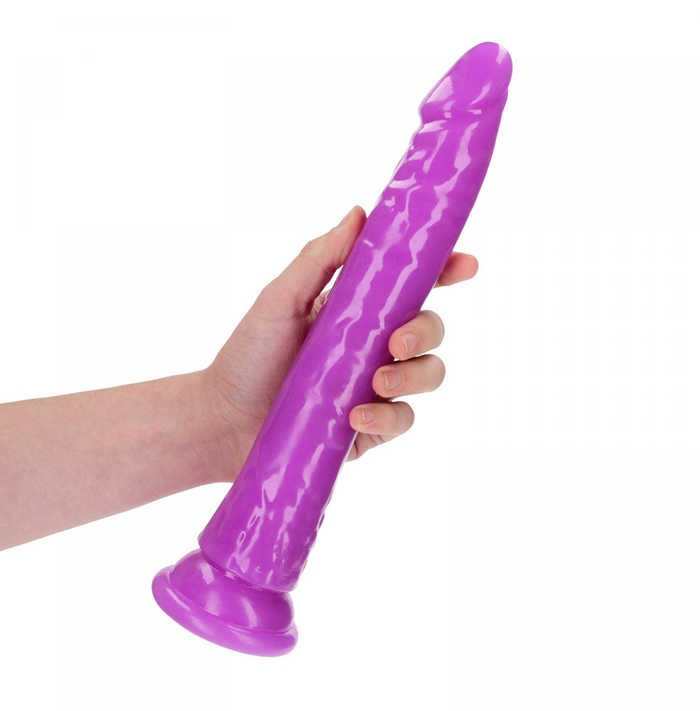 REALROCK 29 cm Slim Glow in the Dark Neon - Purple - Glow in Dark Purple 29 cm (11'') Dong - Hush Store Sydney 