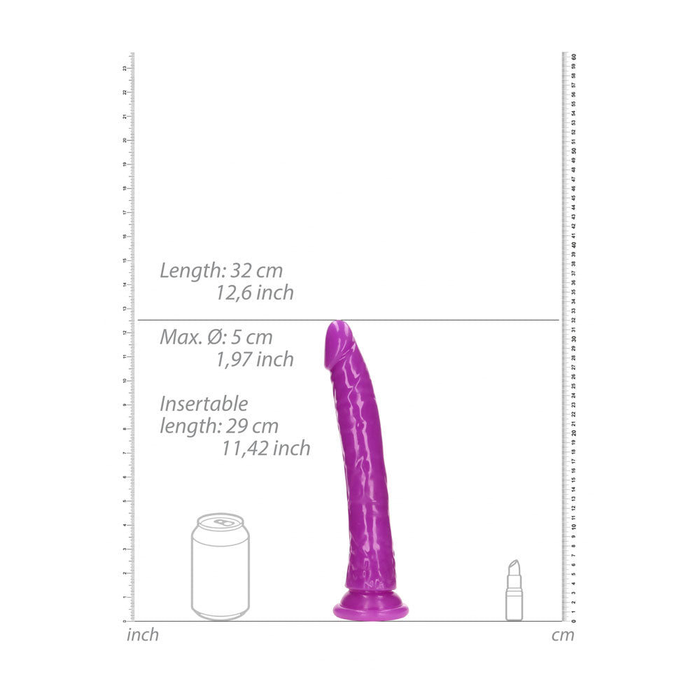 REALROCK 29 cm Slim Glow in the Dark Neon - Purple - Glow in Dark Purple 29 cm (11'') Dong - Hush Store Sydney 