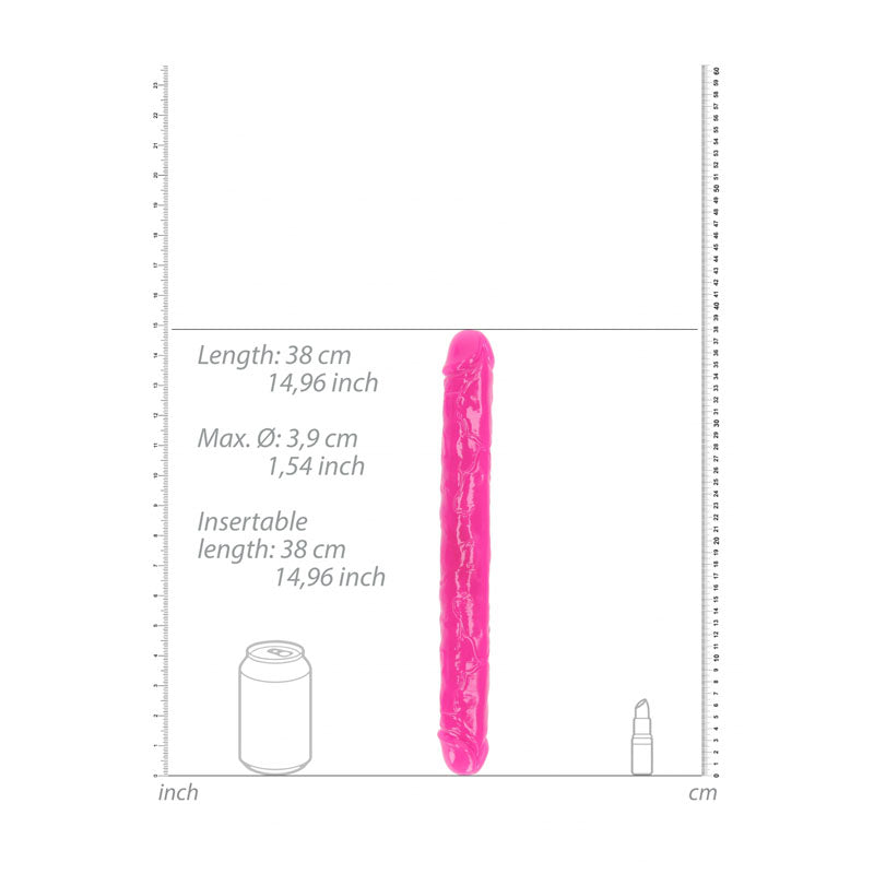 REALROCK 38 cm Double Dong Glow - Pink - Pink 38 cm (15'') Double Dong - Hush Store Sydney 