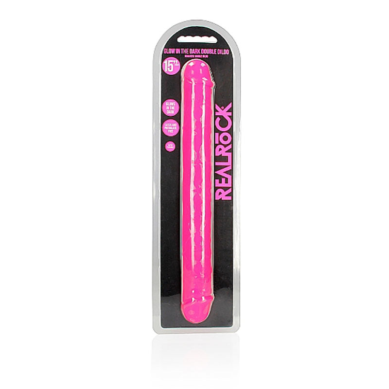 REALROCK 38 cm Double Dong Glow - Pink - Pink 38 cm (15'') Double Dong - Hush Store Sydney 