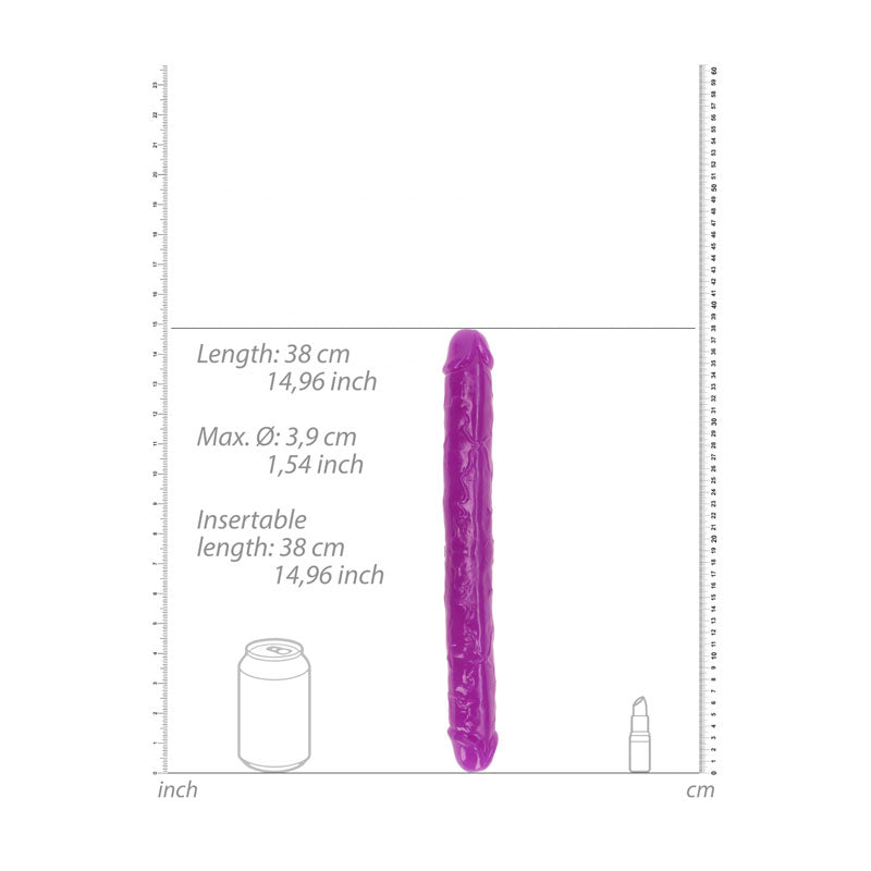 REALROCK 38 cm Double Dong Glow - Purple - Purple 38 cm (15'') Double Dong - Hush Store Sydney 