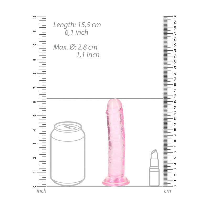 REALROCK 15.5 cm Straight Dildo - Pink - Pink 15.5 cm (6'') Dong - Hush Store Sydney 