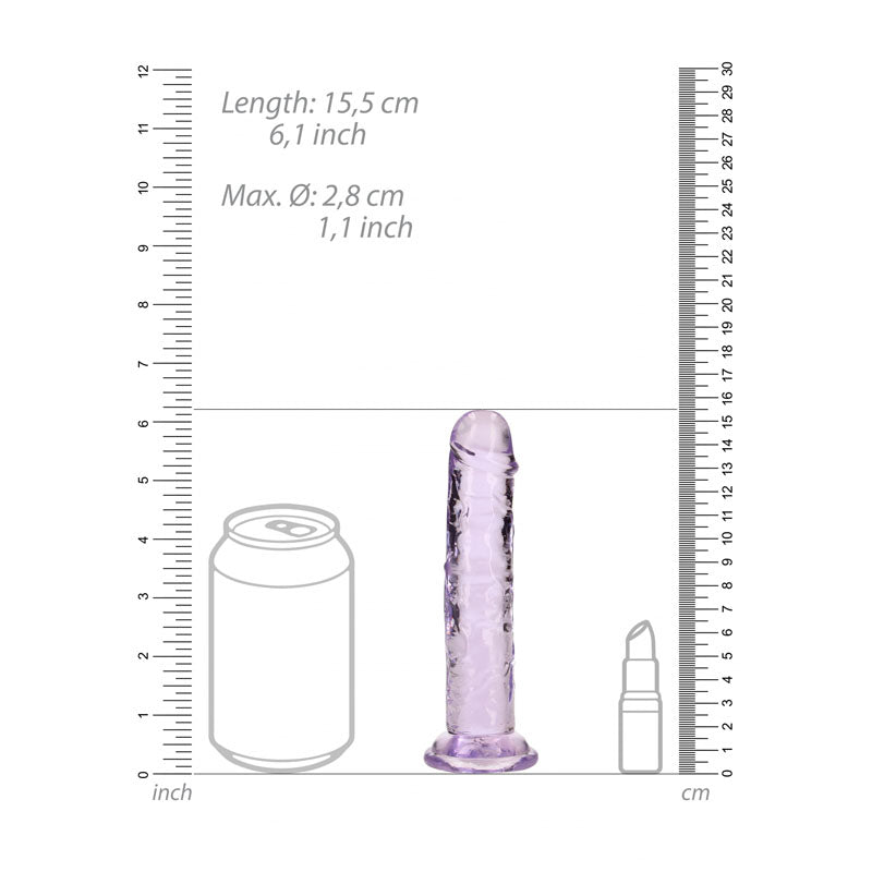 REALROCK 15.5 cm Straight Dildo - Purple - Purple 15.5 cm (6'') Dong - Hush Store Sydney 