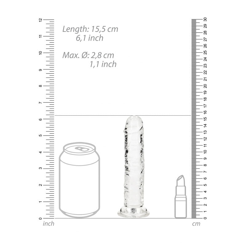REALROCK 15.5 cm Straight Dildo - Clear - Clear 15.5 cm (6'') Dong - Hush Store Sydney 