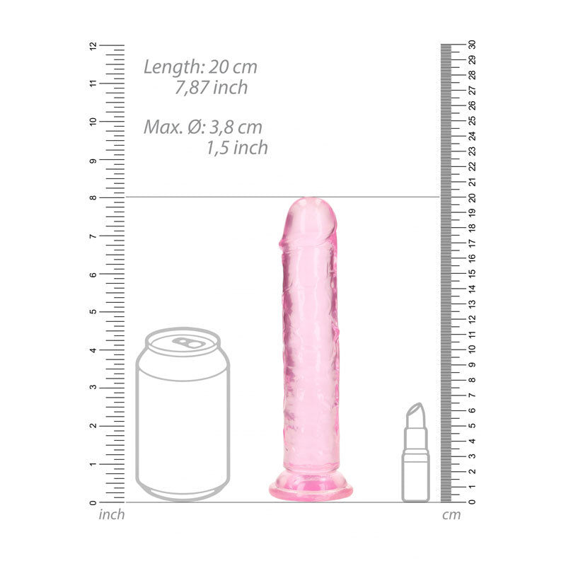 REALROCK 18 cm Straight Dildo - Pink - Pink 18 cm (7'') Dong - Hush Store Sydney 