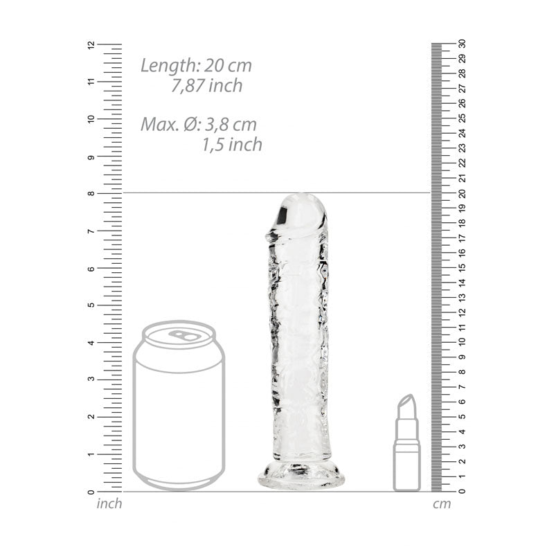REALROCK 18 cm Straight Dildo - Clear - Clear 18 cm (7'') Dong - Hush Store Sydney 