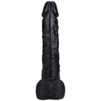 REALROCK 38cm Extra Long Dildo with Balls - Black - Black 38 cm (15'') Extra Long Dong - Hush Store Sydney 