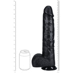 REALROCK 38cm Extra Long Dildo with Balls - Black - Black 38 cm (15'') Extra Long Dong - Hush Store Sydney 