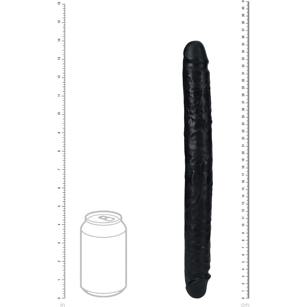 REALROCK 35cm Slim Double Dildo - Black - Black 35 cm (14'') Double Dong - Hush Store Sydney 