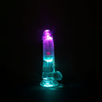 REALROCK 6'' with Balls Wireless Rechargeable LED Vibrating Dong - Clear with LED 16.2 cm USB Rechargeable Vibrating Dong with Remote