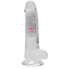 REALROCK 6'' with Balls Wireless Rechargeable LED Vibrating Dong - Clear with LED 16.2 cm USB Rechargeable Vibrating Dong with Remote