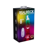 REALROCK 8'' No Balls Wireless Rechargeable LED Vibrating Dong - Clear with LED 22 cm USB Rechargeable Vibrating Dong with Remote
