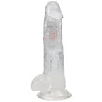REALROCK 8'' with Balls Wireless Rechargeable LED Vibrating Dong - Clear with LED 22.5 cm USB Rechargeable Vibrating Dong with Remote