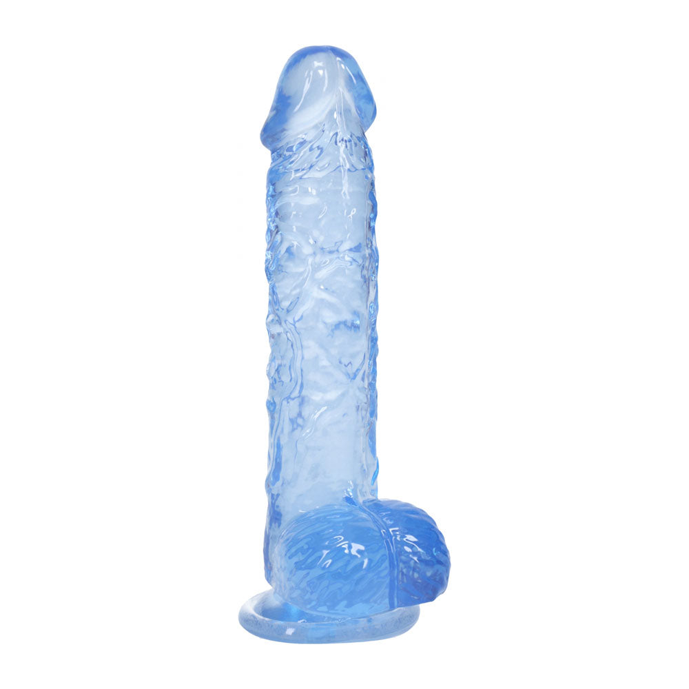 REALROCK 5'' Crystal Clear Dildo with Balls - Blue - Clear Blue 14.7 cm Dong - Hush Store Sydney 
