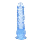 REALROCK 5'' Crystal Clear Dildo with Balls - Blue - Clear Blue 14.7 cm Dong - Hush Store Sydney 