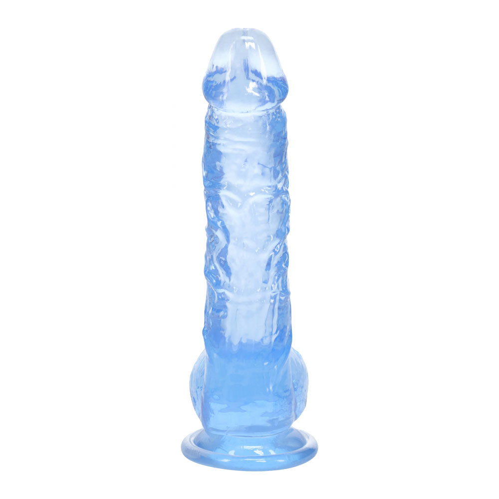 REALROCK 5'' Crystal Clear Dildo with Balls - Blue - Clear Blue 14.7 cm Dong - Hush Store Sydney 