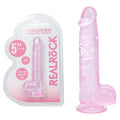 REALROCK 5'' Crystal Clear Dildo with Balls - Pink - Clear Pink 14.7 cm Dong - Hush Store Sydney 